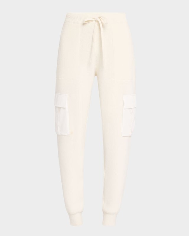 Cotton-Cashmere Mixed Media Cargo Pants
